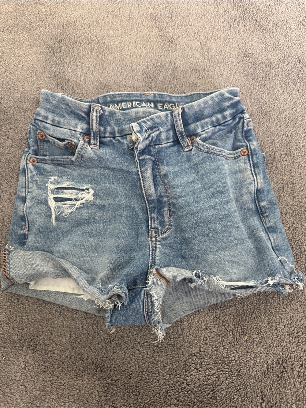 American Eagle Outfitters Light Blue Distressed Jean Cutoff Shorts